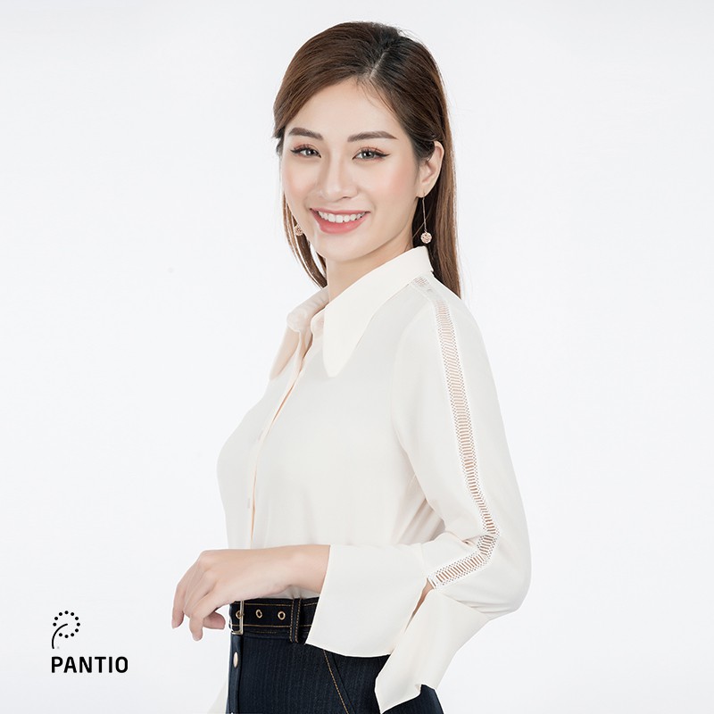 Áo sơ mi nữ chất liệu phi cát, dáng suông dài tay FAS92772 - PANTIO