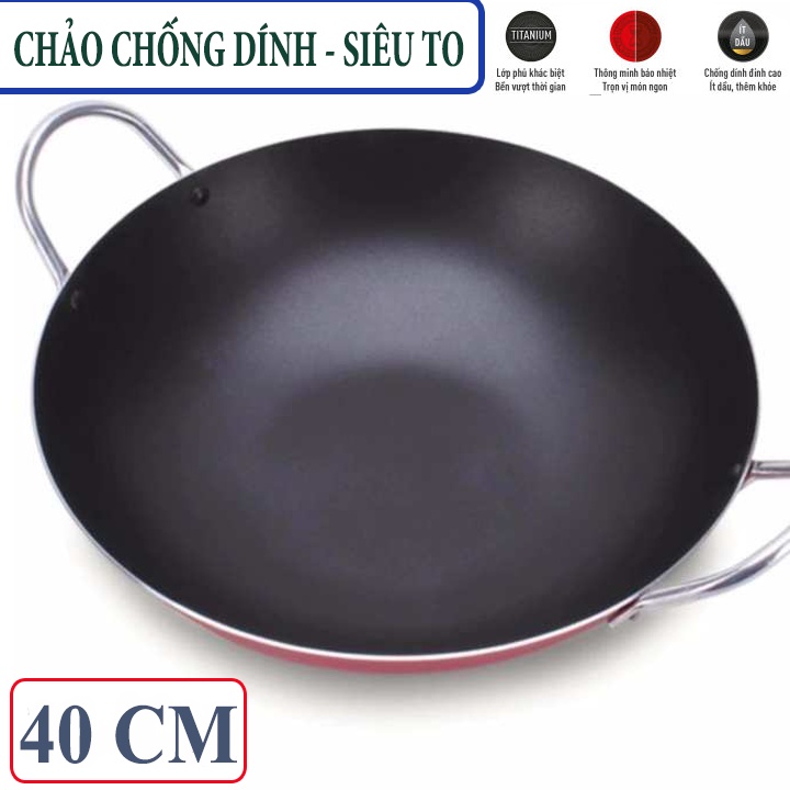 [CHẢO SIZE LỚN] [SIÊU TO KHỦNG LỒ -40cm] Chảo chống dính 2 quai sâu lòng Kyofa-40cm - Hàng Việt Nam sơn tĩnh điện c