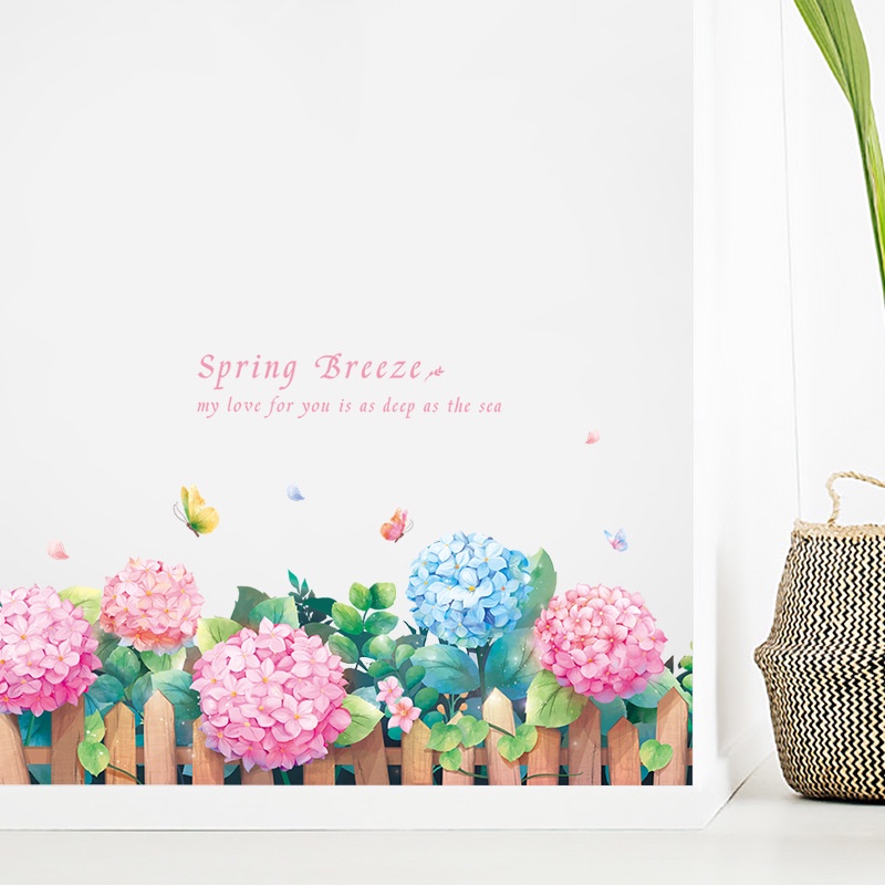 Decal dán chân tường hoa Cẩm Tú Cầu