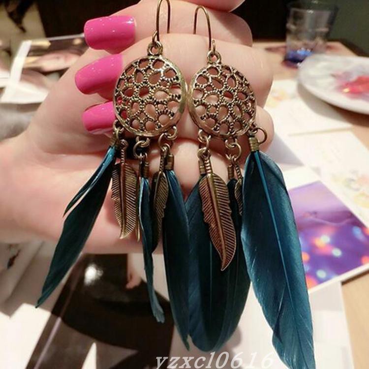 Khuyên tai nữ màu đen đẹp cá tính dáng dài phong cách bohemian bông tai nữ dễ thương; B05 - BONMIE