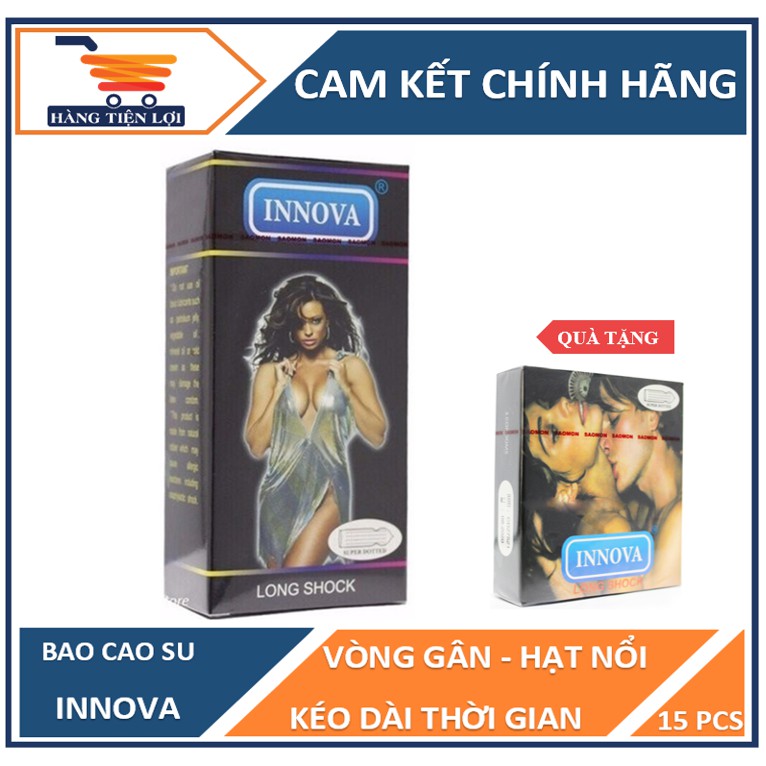 Bao cao su Innova đen - Vòng gân Hạt nổi Kéo dài thời gian 12 chiếc - tặng hộp nhỏ 3 chiếc