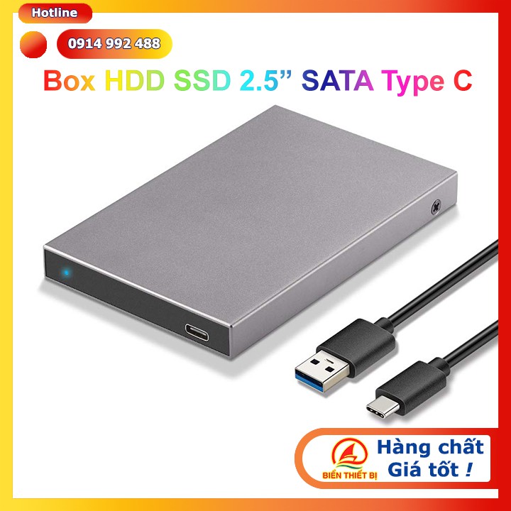 Box ổ cứng HDD SSD 2.5 SATA Type-C Hộp đựng ổ cứng HDD, SSD 2.5 inch SATA Laptop làm ổ cứng di động, cắm ngoài qua USB