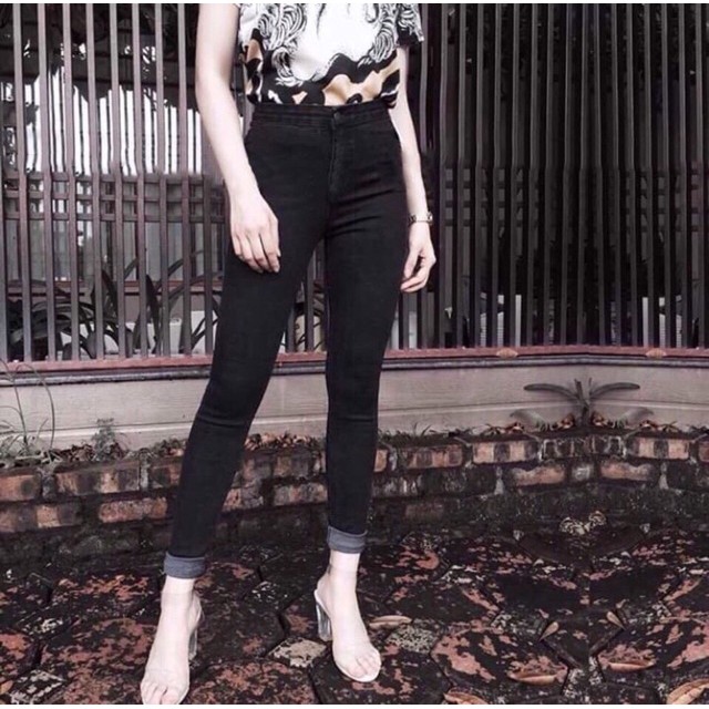 QUẦN JEAN KHÔNG ĐAI MÀU ĐEN HG867