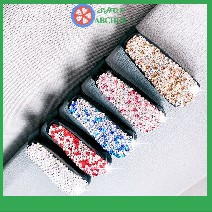 Kẹp treo mắt kính trên xe hơi, kẹp cài kính trên ô tô đính đá sang trọng