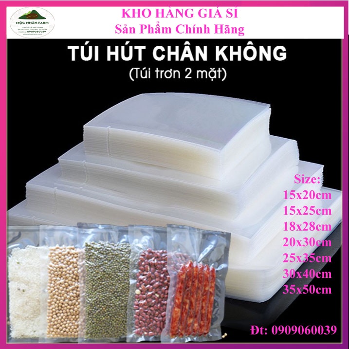 Túi Hút Chân Không - Bảo Quảng Thực Phẩm loại 2 mặt trơn thông dụng ((0,5kg và 1kg/size)) - Mộc Nhân Farm