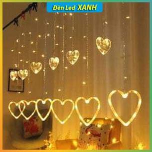 Đèn led, đèn nháy trang trí thả mành trái tim bộ 12 dùng trang trí ban công, phòng ngủ, quán cafe...
