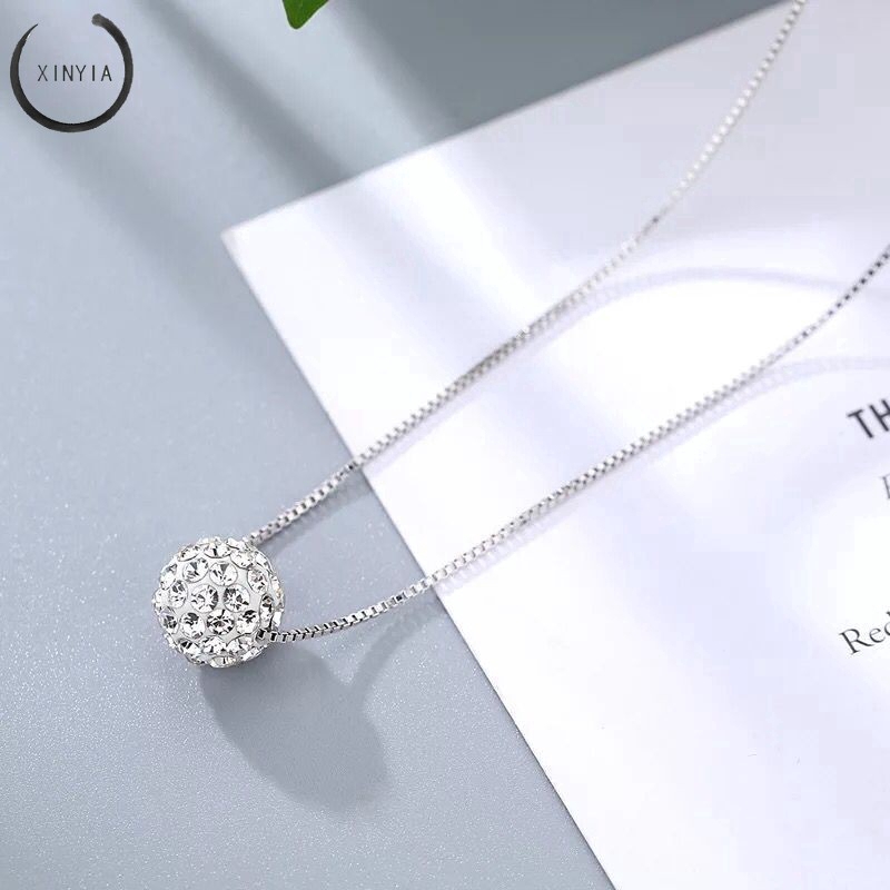 Dây Chuyền Titan Đính Đá Pha Lê Chống Gỉ Sét Xinh Xắn Cho Nữ