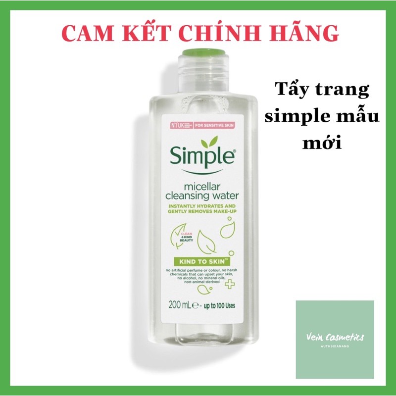 🍀(CHÍNH HÃNG) [NEW] Nước Tẩy Trang Simple Micellar Cleansing Water 200ml🍀