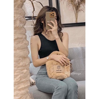 Áo thun Croptop Ba lỗ nữ form ôm Co giãn Basic