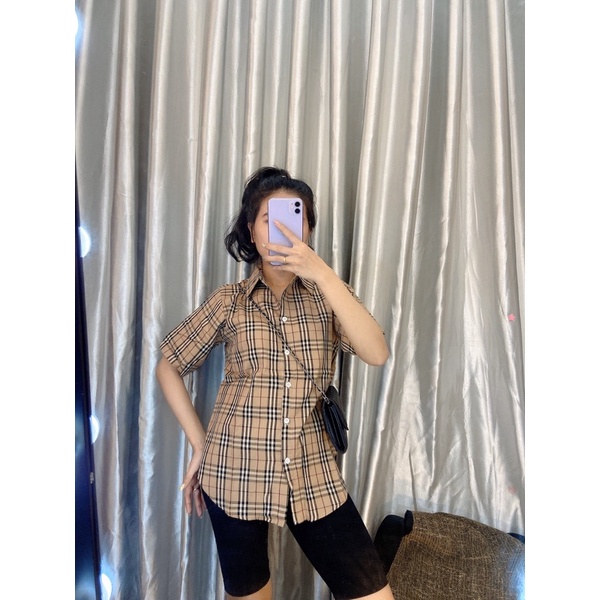 Áo sơ mi from rộng nắp túi hộp siêu xinh nhà e _ Ảnh chụp thật 100%