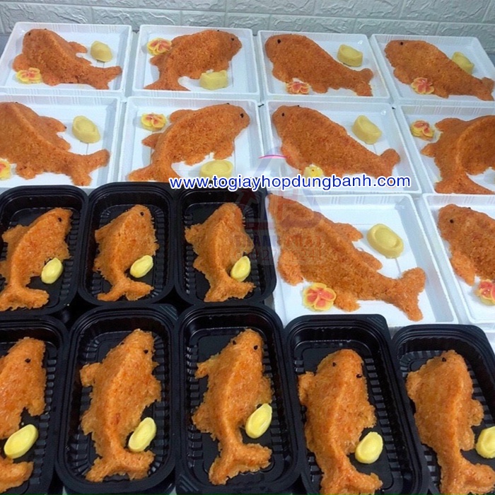 10 Hộp H121 đựng 4 bánh rau câu 3D - đựng cá chép 23cm - đựng 4 cái bánh tròn 10cm