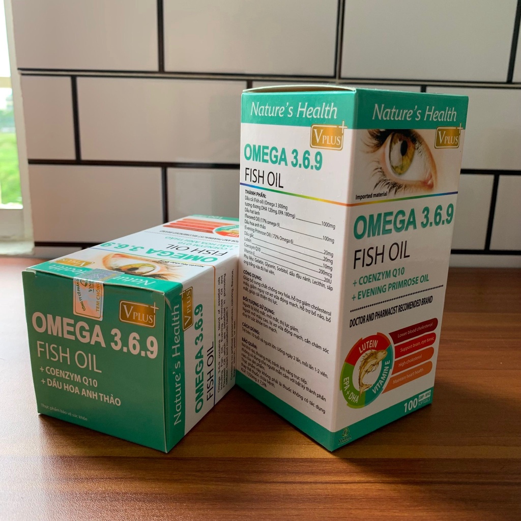 Viên dầu cá Omega 3 6 9 Fish oil Bổ não, sáng mắt, khỏe mạnh tim mạch, tăng cường trí nhớ - Hộp 100 viên