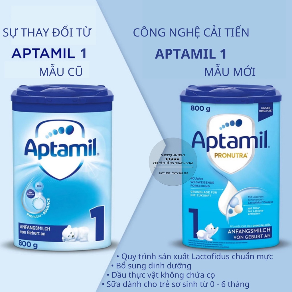 Sữa Aptamil Đức Pre,1,2,3 (Date 2023 Mẫu Mới) Hộp 800g Chính Hãng Giá Tốt