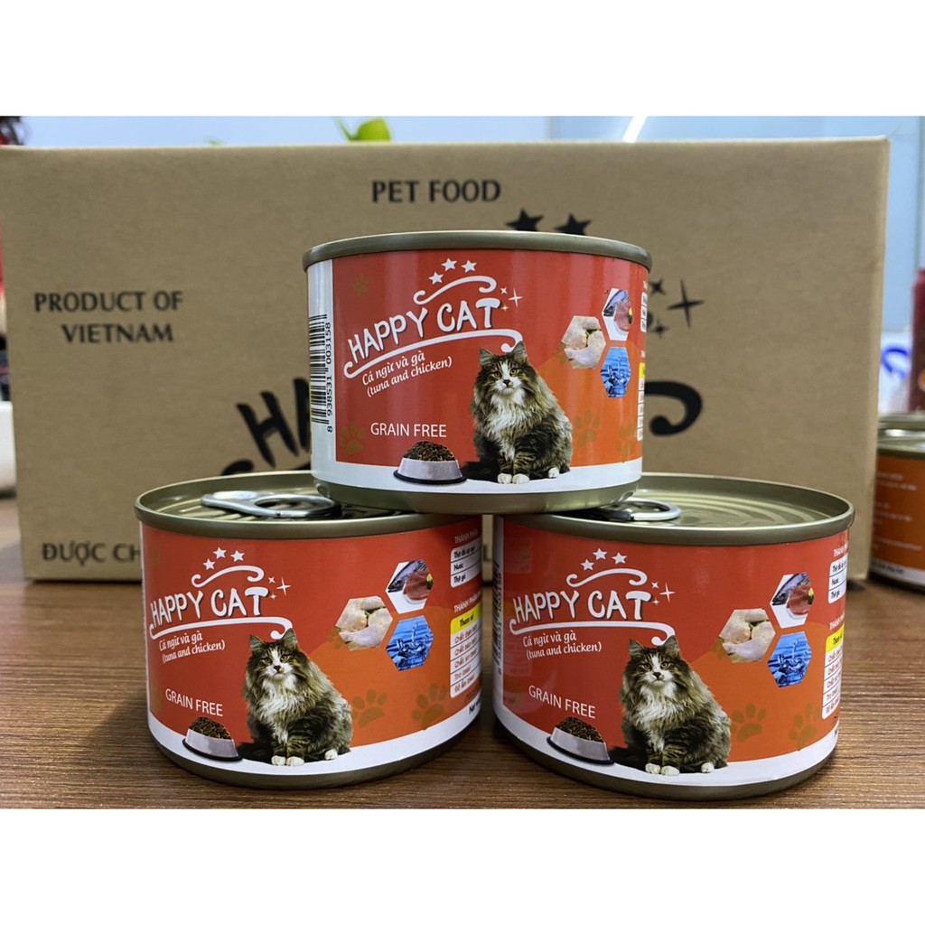 5 lon pate cho mèo happy cat 160gr