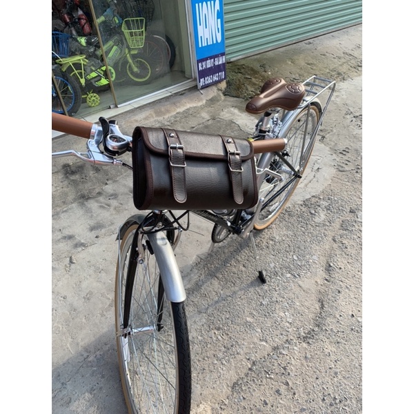 Túi da treo phía trước xe đạp, túi treo tay lái xe đạp, treo baga xe đạp cỡ nhỏ