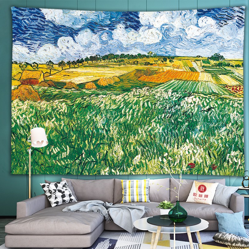 Thảm Treo Tường Họa Tiết Tranh Sơn Dầu Van Gogh Phong Cách Châu Âu