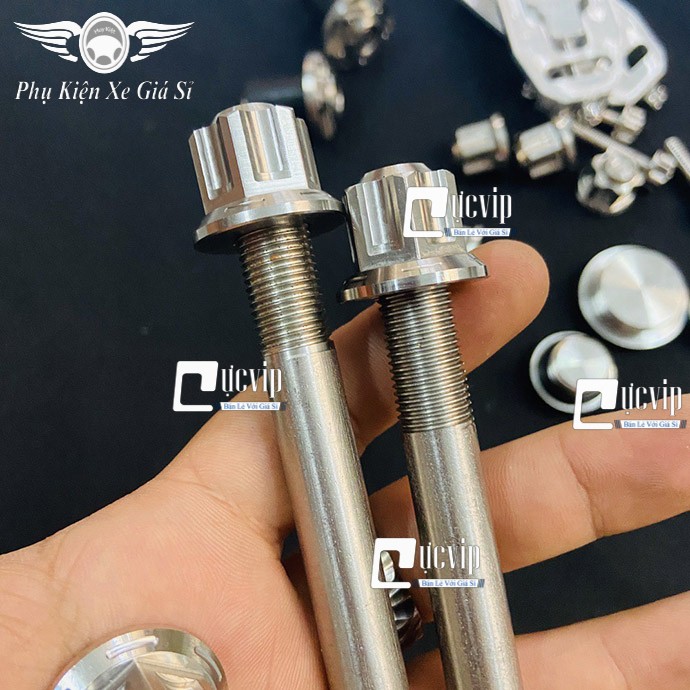 [Rẻ Vô Địch] - (3726) - Bộ Pát Tăng Sên Nhôm CNC,Trục Cốt Bánh Trước Sau Inox Kèm 4 Tán Salaya Sử Dụng Cho Xe Wave Dream