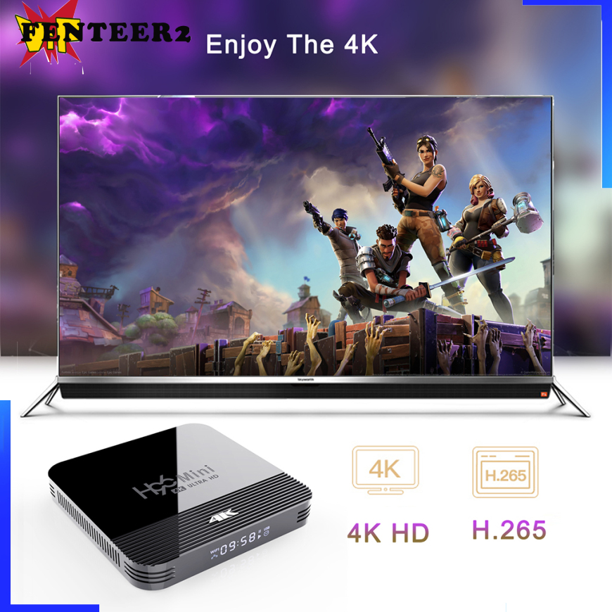 (Fenteer2 3c) Tv Box Android 9.0 H96 Mini H8 Rk3228A 2.4g / 5g 2 + 16gb Us