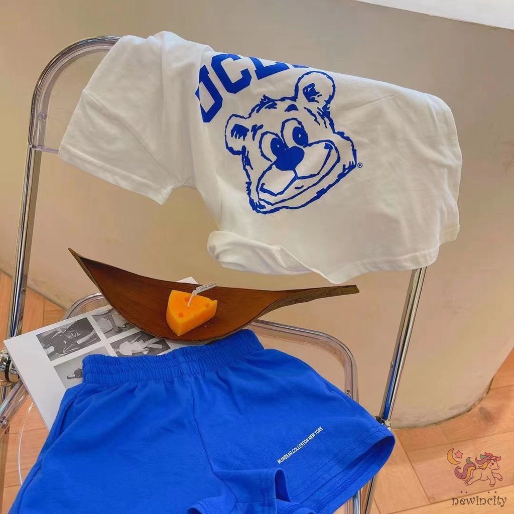 Áo thun ngắn tay họa tiết hoạt hình và quần short thời trang hàn quốc dành cho bé