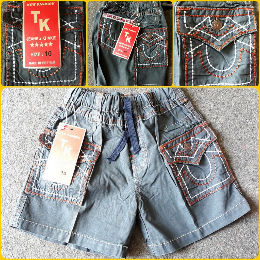 Quần short kaki bé trai màu xám xanh lông chuột (15-25kg)