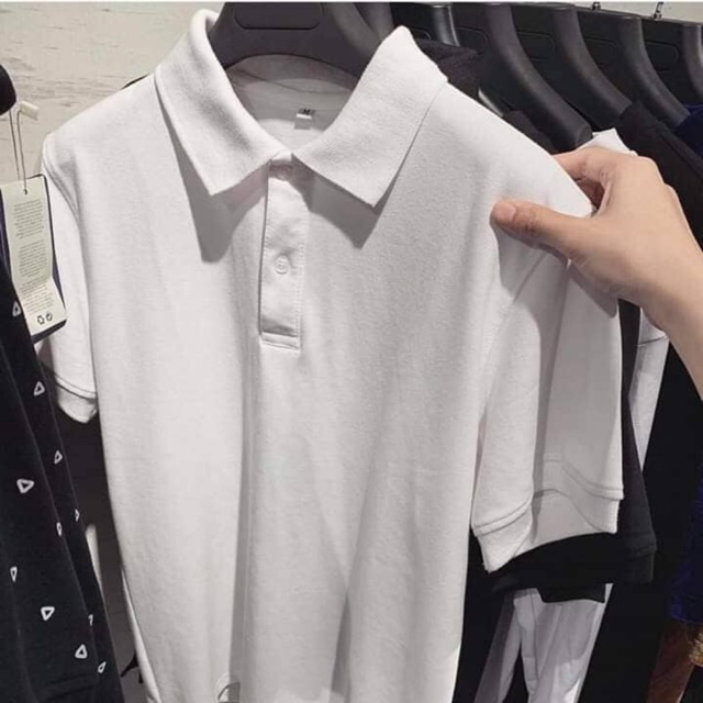 Áo thun Polo Nam Trơn cổ bẻ  basic màu đen và trắng vải thun da cá màu sắc Đơn giản