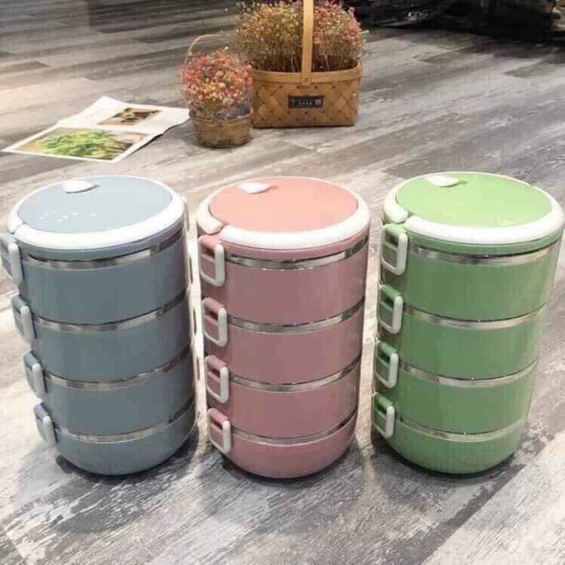 Cặp lồng cơm lúa mạch giữ nhiệt 4 tầng