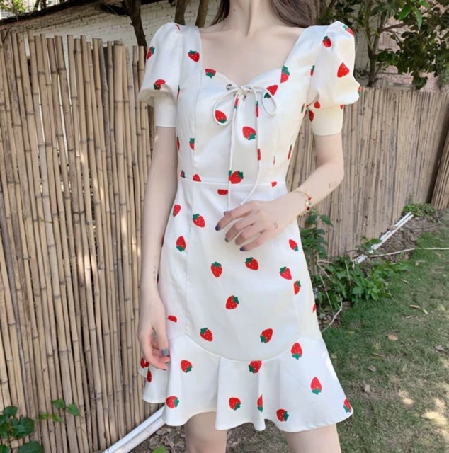 Đầm dây tây thắt nơ ulzzang hàn quốc ngọt ngào | BigBuy360 - bigbuy360.vn