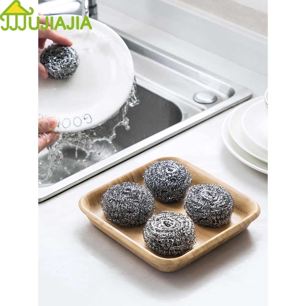 Set 10 Nùi Chùi Rửa Nồi Chảo JUJIAJIA Bằng Sợi Thép Không Gỉ Mỏng