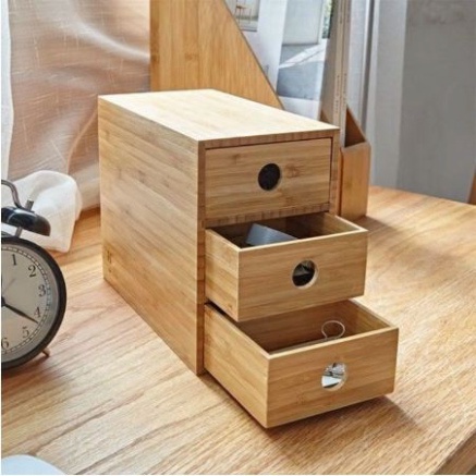 Tủ gỗ đựng mĩ phẩm - Tủ mini 3 ngăn kéo nhỏ gọn noithatvintage