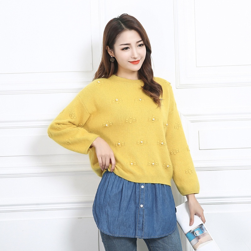 Oneri Áo Sơ Mi Denim Dài Nửa Thân Giả Váy Mini Xẻ Tà Viền Xanh Dương Cho Nữ