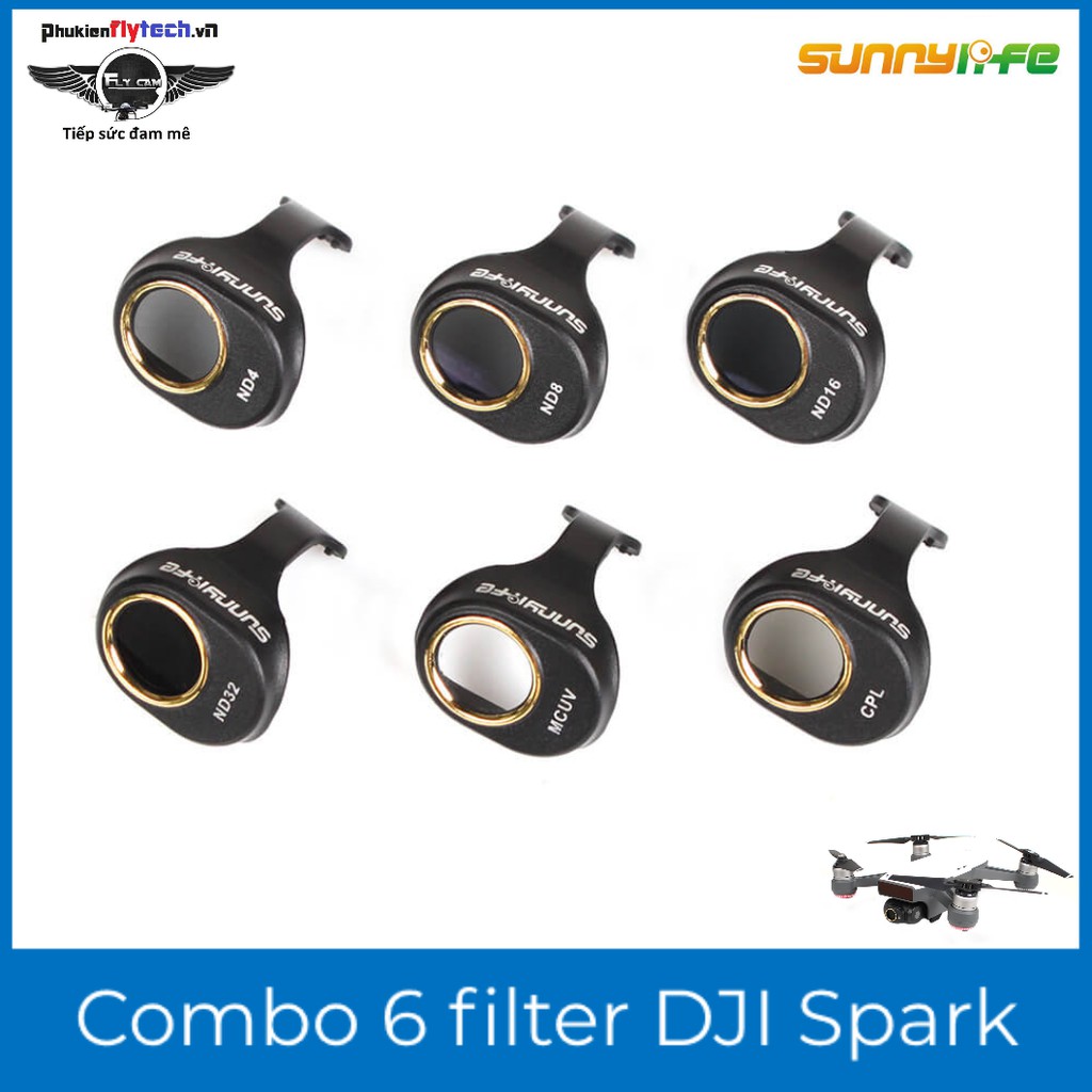 Combo 6 Filter Spark - phụ kiện flycam DJI Spark - chính hãng Sunnylife - bộ combo 4ND+CPL+MCUV chuyên nghiệp.