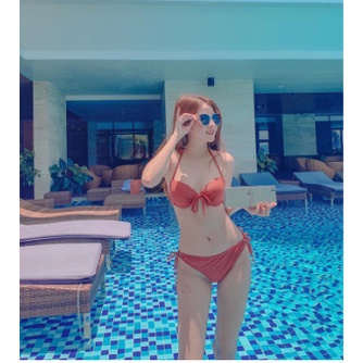 Bikini 2 mảnh nơ ngực cột lưng phối chip nhiều màu VATIXA BKN100