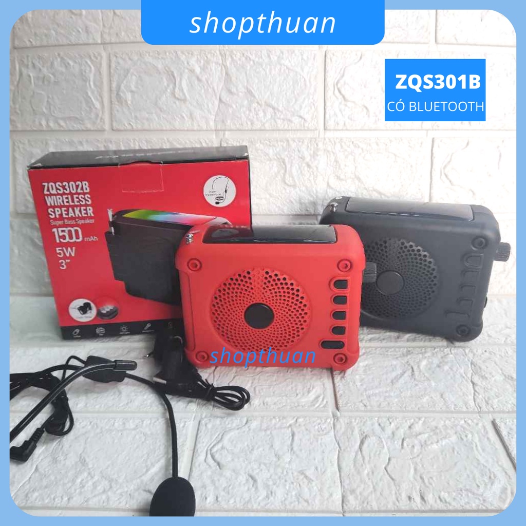 Loa trợ giảng ZQS301B công suất 5W pin 1500mAH,bluetooth, usb, đèn pin có kèm micro đeo tai