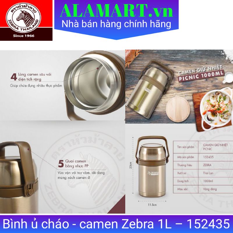 Bình ủ cháo Zebra 1L – Sản xuất tại Thái Lan
