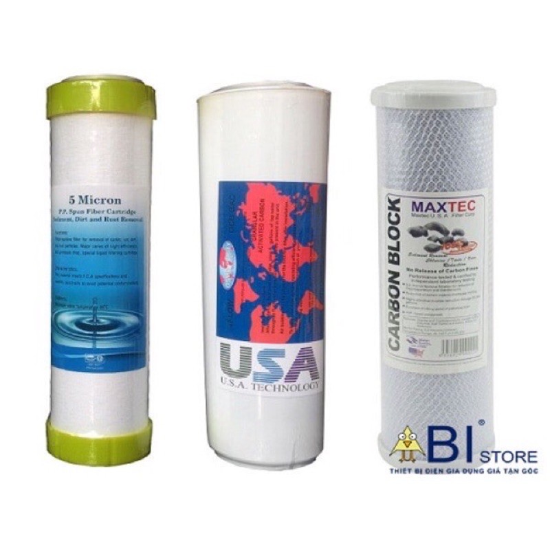 Bộ 3 lõi lọc 1-2-3  Bộ 3 lõi lọc 1-2-3 cho máy lọc nước Sunhouse, Karophi,Kangaoo,toshiba,Sharp....