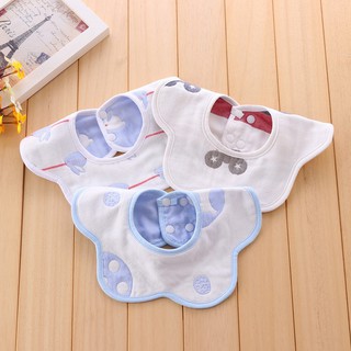 Yếm xô organic 6 lớp cho bé có cúc bấm họa tiết xinh yêu