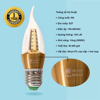 Bóng đèn quả nhót 5W lắp đèn trùm đèn phòng thờ