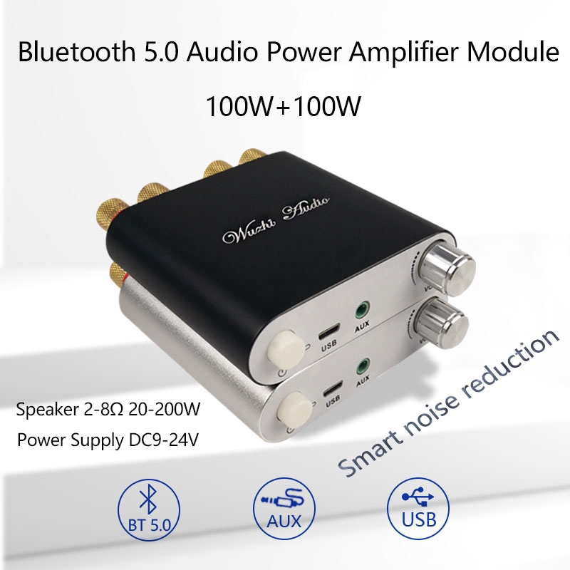 Bảng Mạch Khuếch Đại Âm Thanh Stereo TPA3116D2 2 * 100W Kết Nối Bluetooth 5.0 Cổng AUX USB ZK-1002D