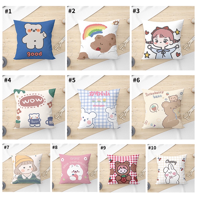 Áo Gối Kiểu Vuông In Hình Gấu Đáng Yêu 45x45cm
