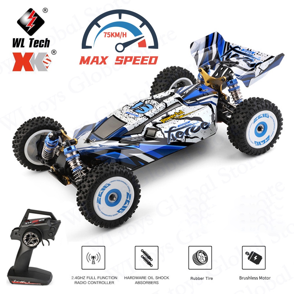 Xe Điều Khiển Từ Xa Tốc Độ Cao 124017 75km/h Mô-tơ Không Chổi Than Bản Nâng Cấp 124019 1/12 4WD RC Car