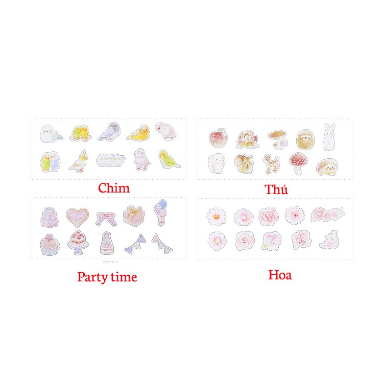 ( hàng có săn - đc chọn mẫu ) set 70 Sticker Romantic Sticker