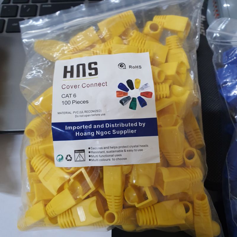 Đầu chụp hạt mạng RJ45 100 hạt/túi dùng cho cat5/cat6, đầu bọc hạt mạng, đầu chụp jack mạng