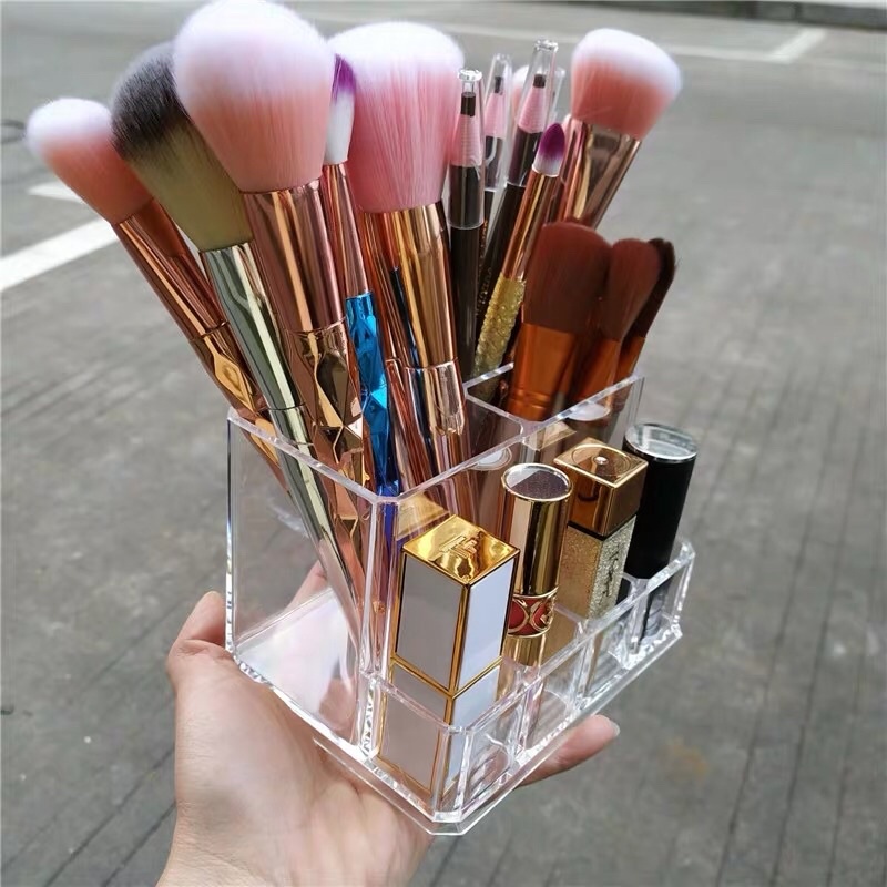 Khay cắm son , chì kẻ, cọ trang điểm, cắm bút acrylic trong suốt
