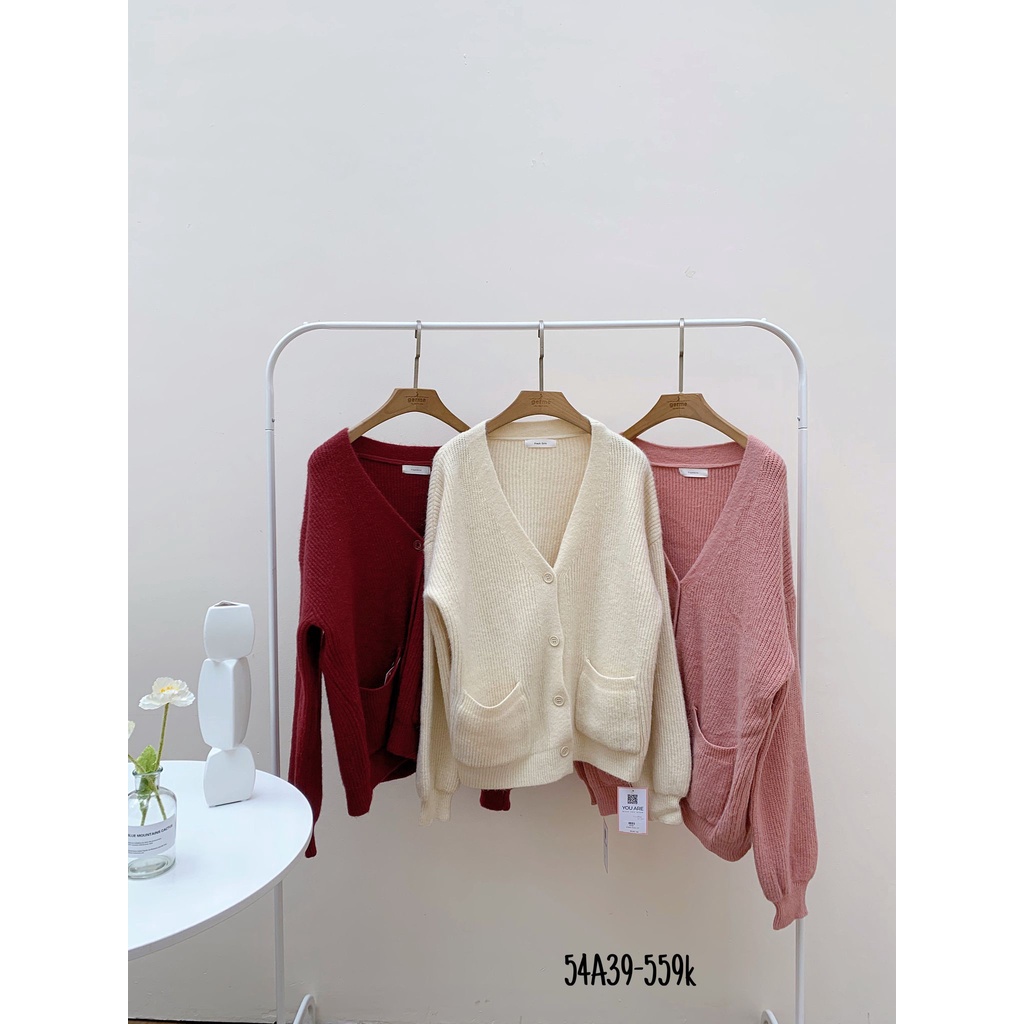 Áo khoác len nữ dài tay túi to 54a39 by germe