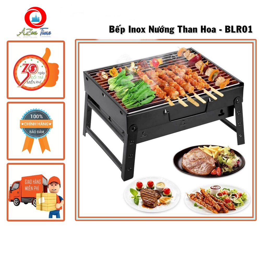 (BẾP NƯỚNG - BLR01) Bếp nướng than hoa loại trung, vuông, Bếp nướng ngoài trời cao cấp nhỏ gọn tiện ích, bếp nướng BBQ