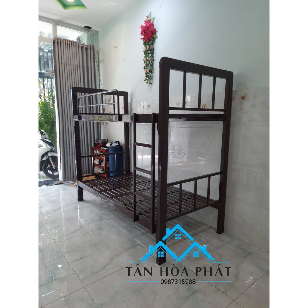 Giường sắt hộp 2 tầng sắt dày cao cấp Ngang : 1m2x1m2( Tầng Dưới – Tầng Trên)