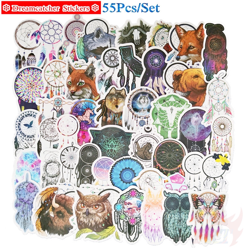 ❉ Dreamcatcher Giấy và decal dán tường ❉ 55Pcs Indian Dreamcatcher Mixed Doodle Stickers