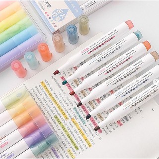Bộ Bút Dạ Highlighter 6 Cây Màu Retro