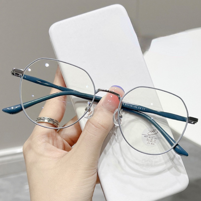 Mắt Kính Gọng Oval Bằng Kim Loại Siêu Nhẹ Màu Kẹo Chống Ánh Sáng Xanh Thời Trang Hàn Quốc Chất Lượng Cao