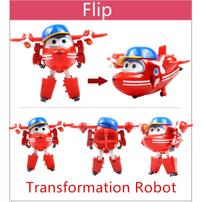 Mô hình máy bay biến hình robot Flip nhanh nhẹn đồ chơi đội bay siêu đẳng super wings